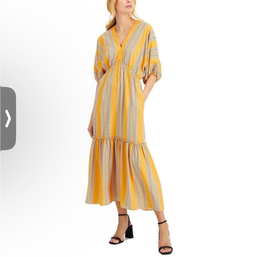 Taylor Women’s Mango Ivory Midi Dress Size 10 Ruffle Tiered NWT with Pockets